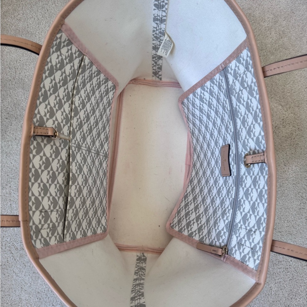 Kate Spade Gray White and Tan Patterned Tote Bag Purse - Picture 3 of 10